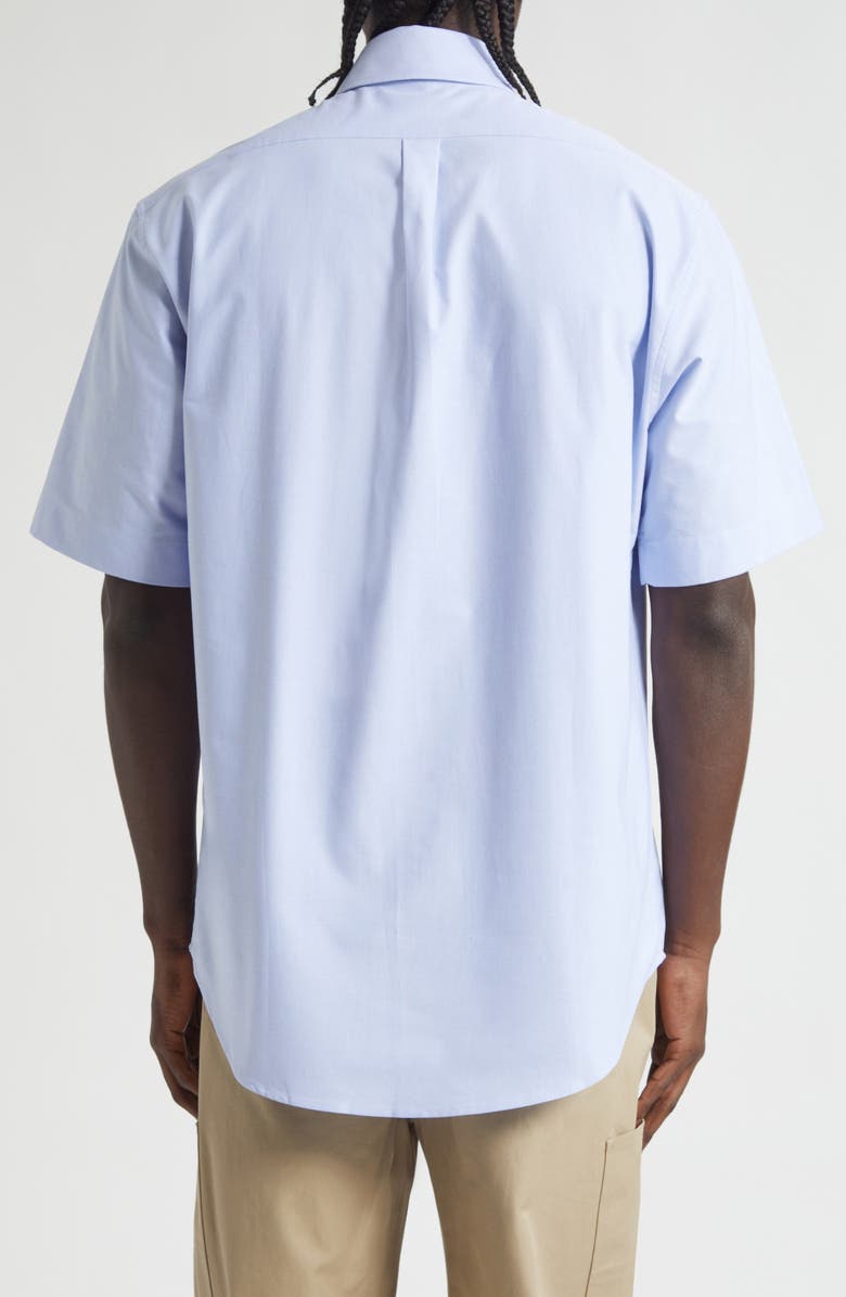 Givenchy Short Sleeve Cotton Oxford Button-Down Shirt, Alternate, color, Baby Blue