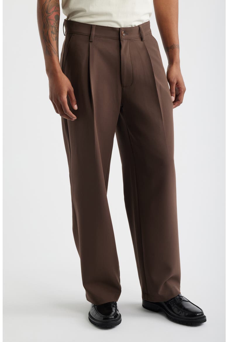 Open Edit Relaxed Pleated Stretch Twill Pants (Men) | Nordstrom