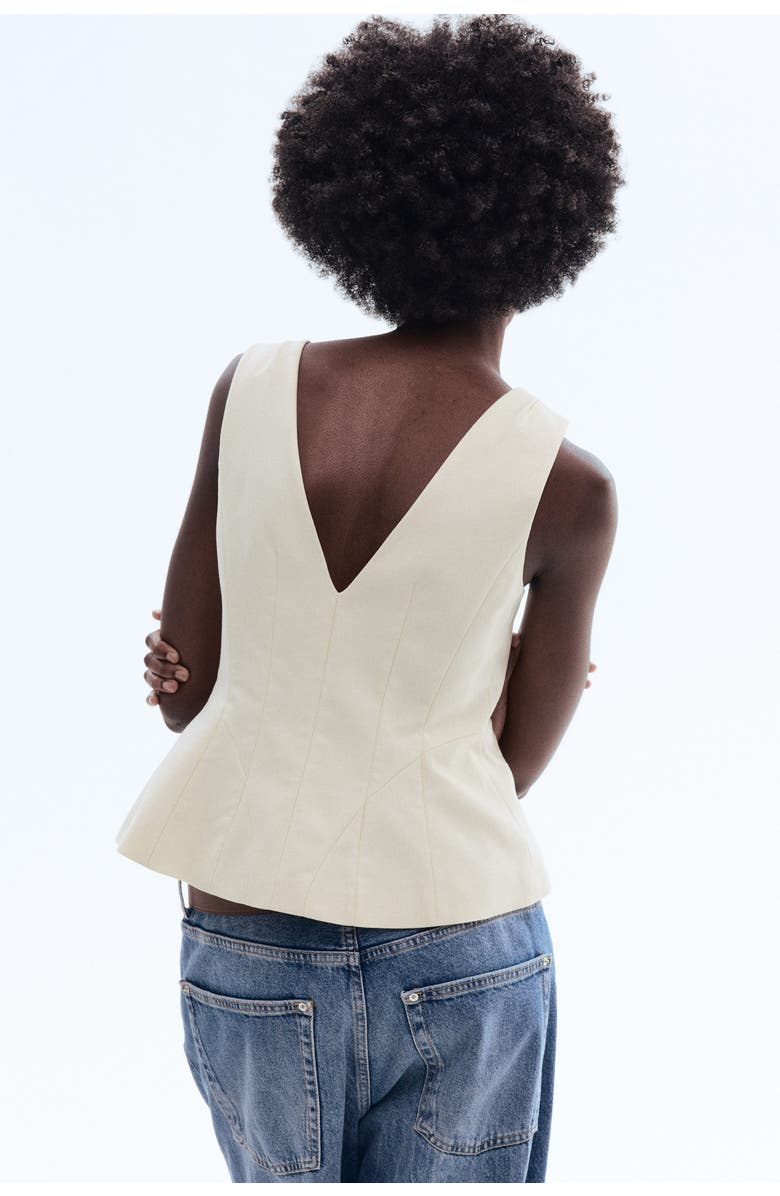 H&M V-neck Waistcoat, Alternate, color, Cream