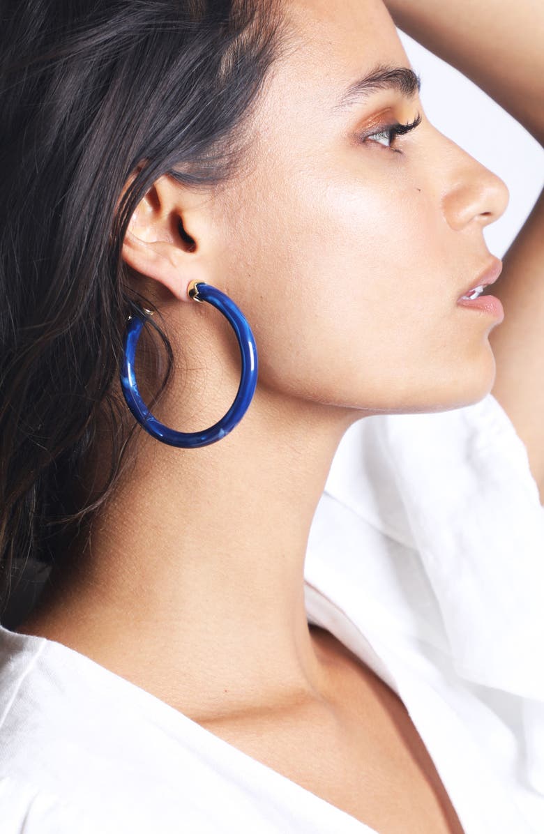 Argento Vivo Sterling Silver Argento Vivo Marbleized Hoop Earrings, Alternate, color,