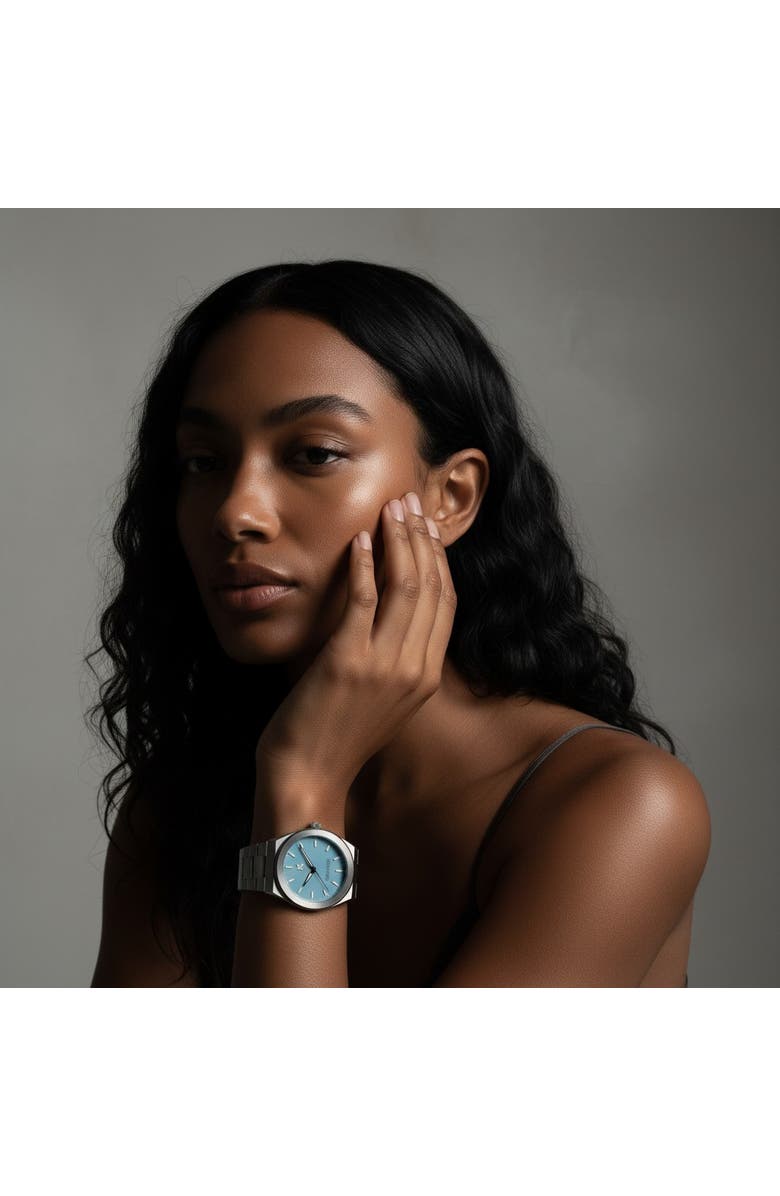 NCMPRBL Elevate Link Denim Blue Bracelet Swiss Movement Watch, 42MM, Alternate, color, Silver/Blue