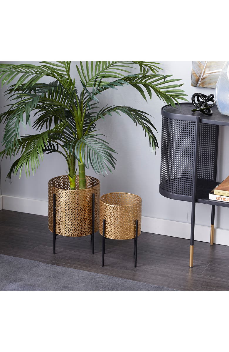 COSMO BY COSMOPOLITAN Goldtone Metal Contemporary Planter with Removable Stand - Set of 2, Alternate, color, Gold