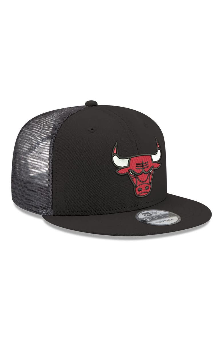 New Era Men's New Era Black Chicago Bulls Core Logo Meshback 9FIFTY Snapback Hat, Alternate, color, Black