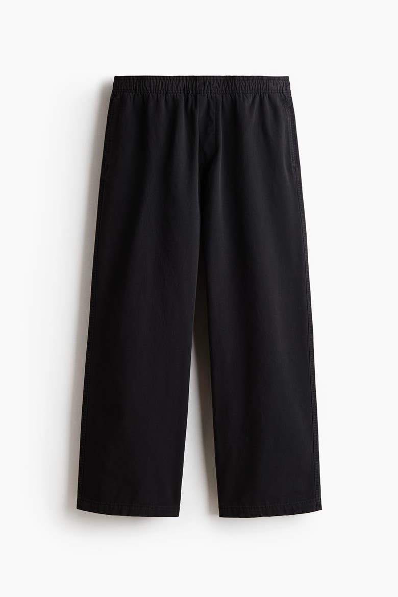 Loose Fit Cotton Canvas Trousers, Main, color, Black
