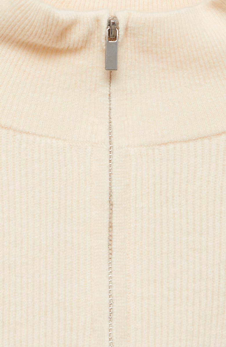 MANGO Perkins Mock Neck Quarter Zip Rib Sweater, Alternate, color, 