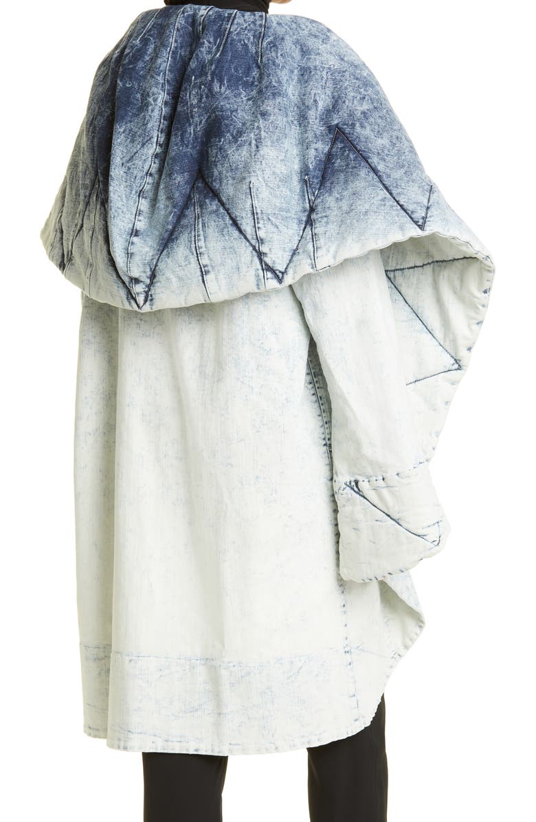 Norma Kamali Women's Shawl Collar Quilted Denim Hooded Coat, Alternate, color,