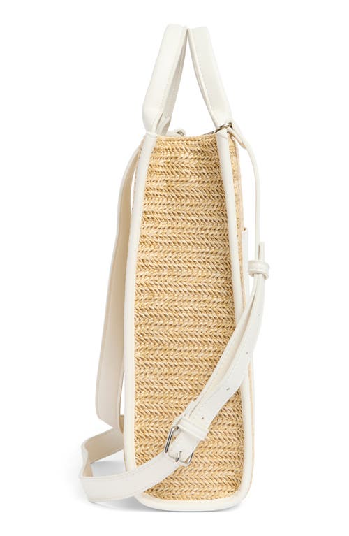 Bcbg Mini Whipstitched Straw Tote Bag In Natural/white