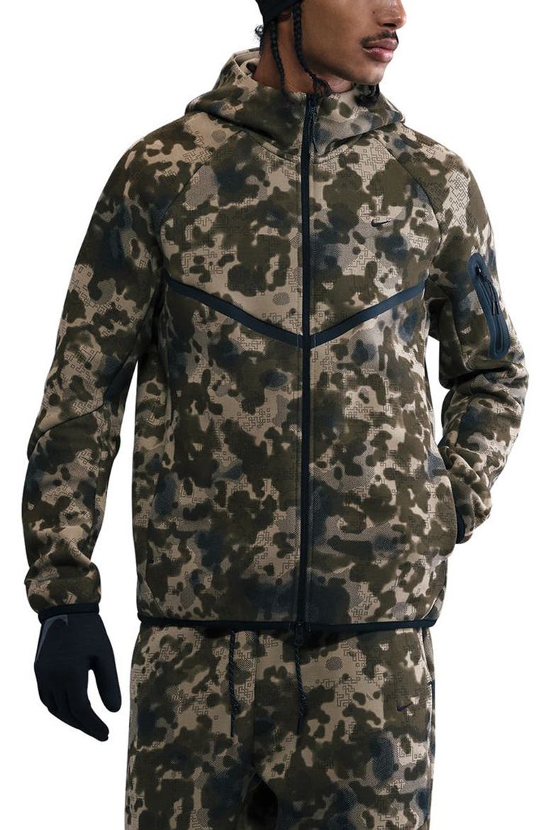 Tech Hooded Fleece Windrunner Jacket, Main, color, NEUTRAL OLIVE/ BLACK