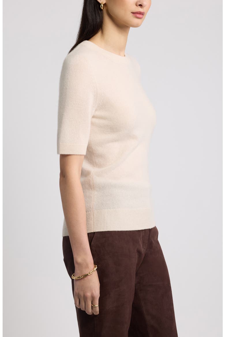Cashmere Short Sleeve Crewneck Sweater, Alternate, color, BEIGE BEACH