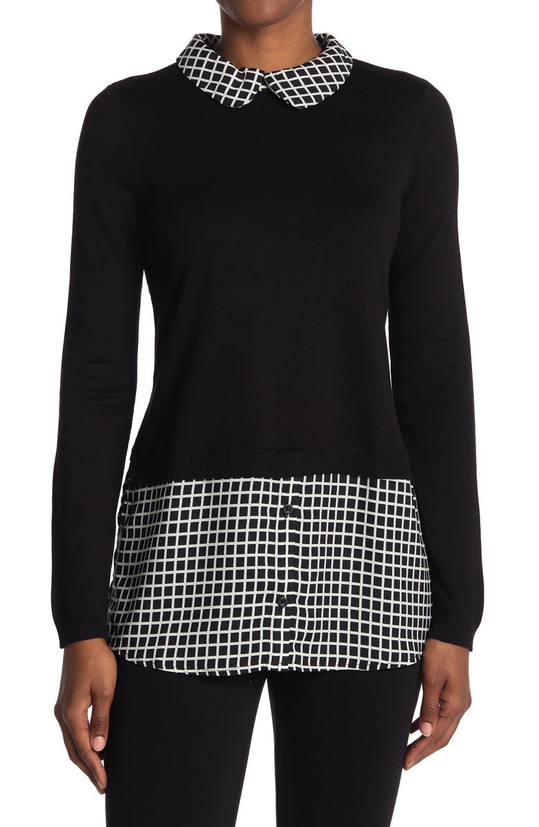 Adrianna Papell Peter Pan Collar Sweater Shirt, Main, color, 