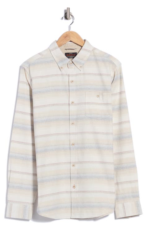 End on End Ticking Long Sleeve Button-Down Shirt