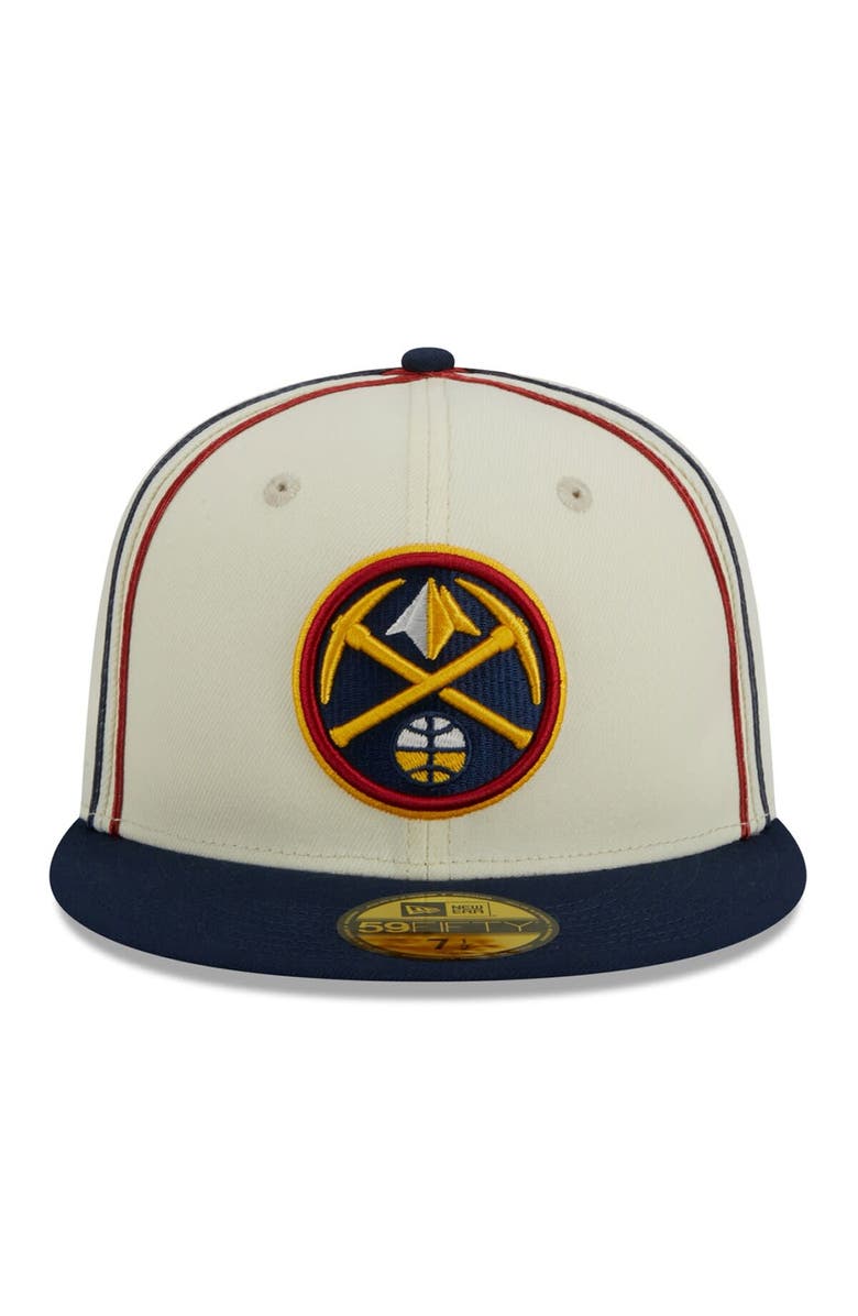 New Era Men's New Era Cream/Navy Denver Nuggets Piping 2-Tone 59FIFTY Fitted Hat, Alternate, color, 