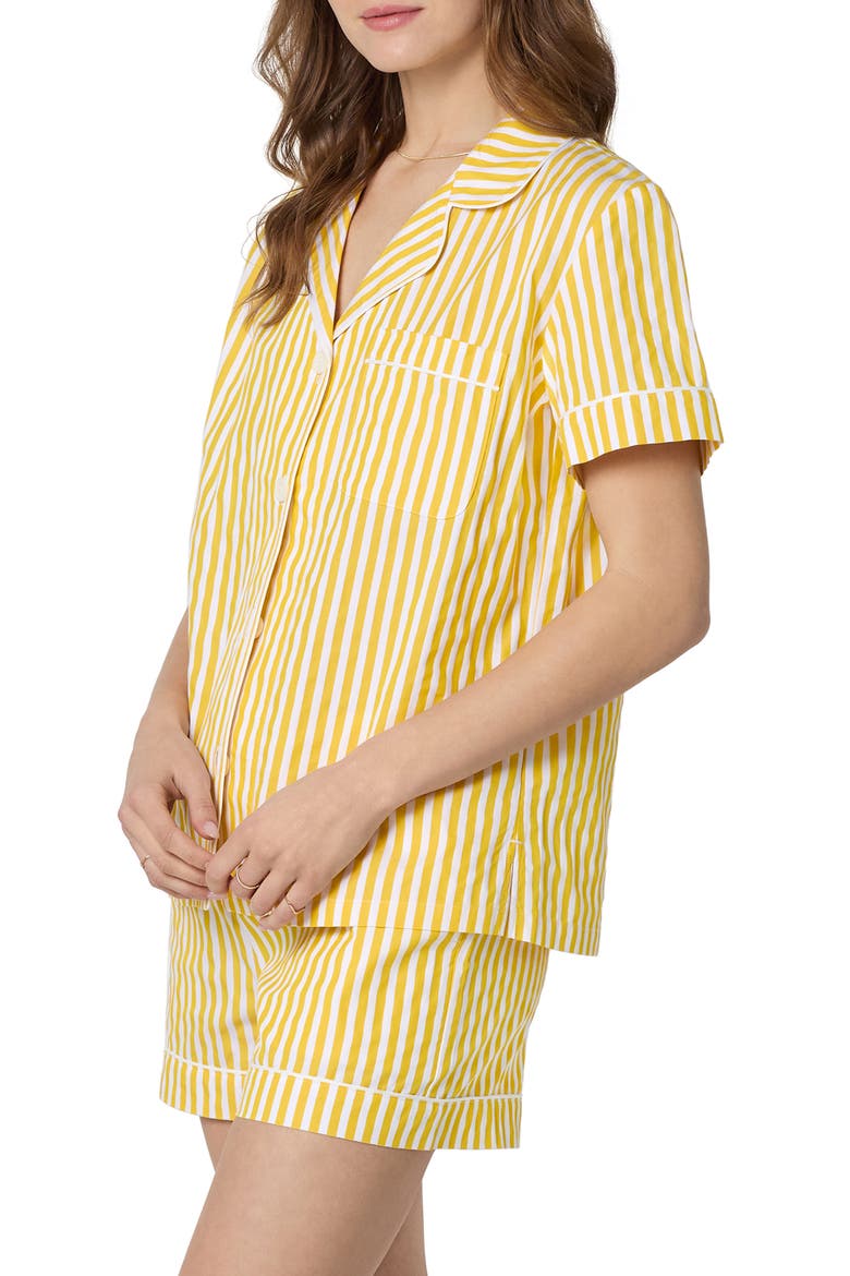 Stripe Organic Cotton Dobby Short Pajamas, Alternate, color, YELLOW 3D STRIPE