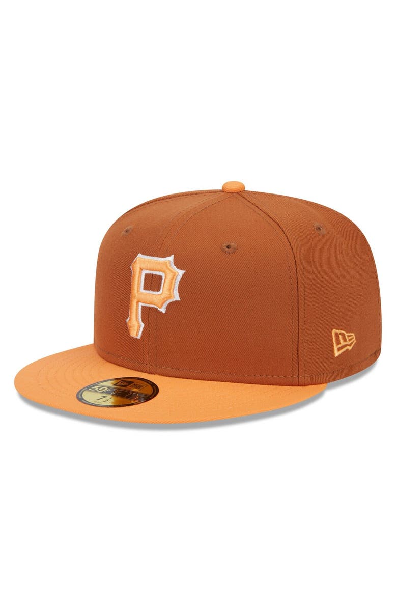 New Era Men's New Era Brown/Orange Pittsburgh Pirates Spring Color Basic Two-Tone 59FIFTY Fitted Hat, Alternate, color, 