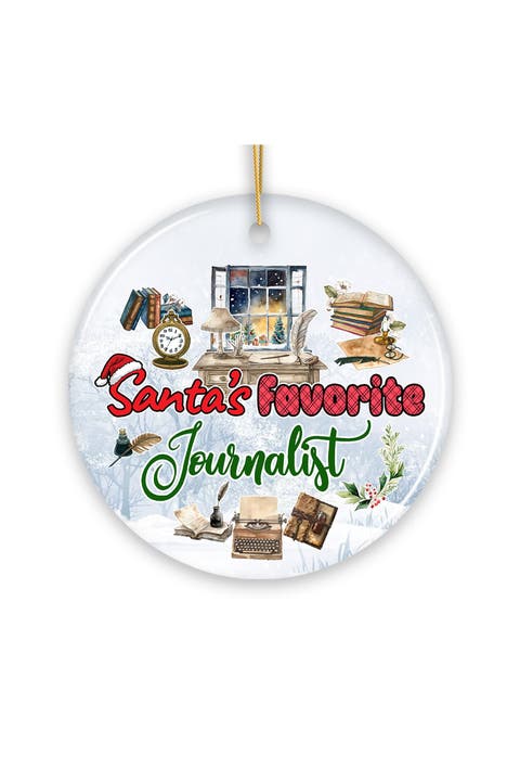 Santas Favorite Journalist Winter Desk Ceramic Ornament