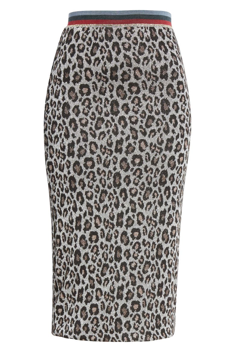 Liza Metallic Leopard Jacquard Sweater Skirt, Alternate, color, MAS LPD SIL KNIT