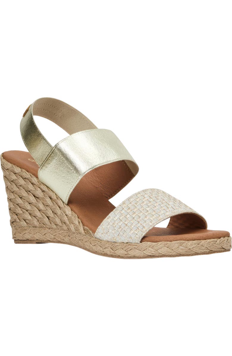 André Assous Allison Slingback Espadrille Platform Wedge Sandal, Main, color, Platino Multi