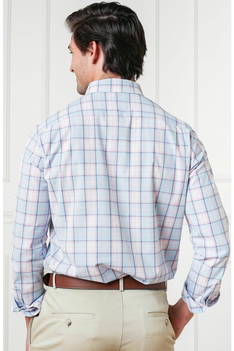 Organic Long Sleeve Stretch Poplin Button Down Shirt, Alternate, color, English Blue Plaid