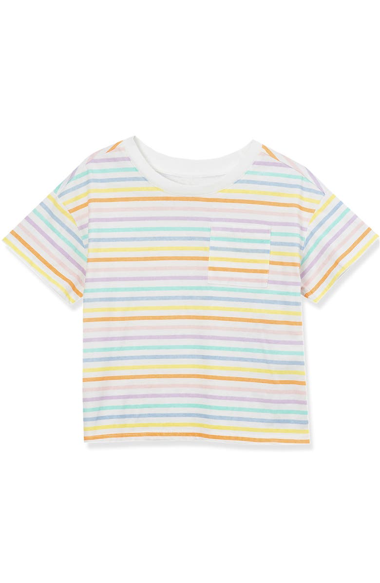 Lands' End Girls Meet and Greet Pocket Tee, Main, color, Colorful Stripe