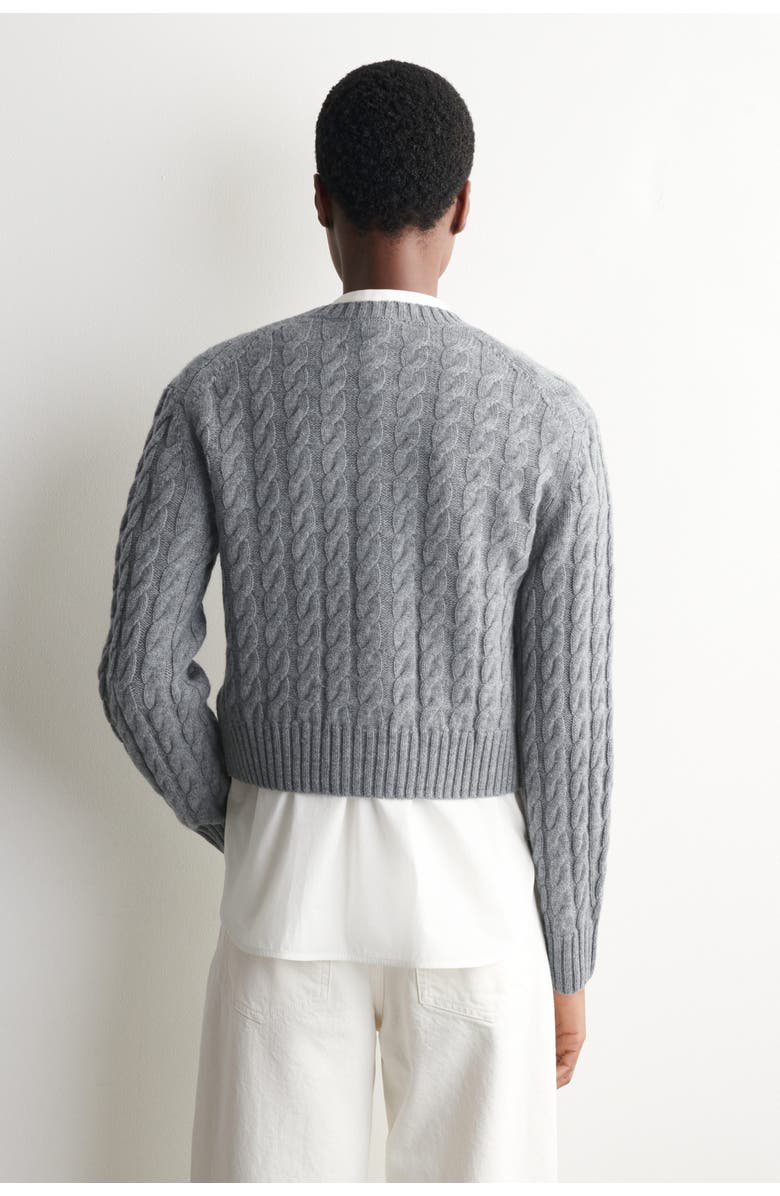 COS Cable-Knit Merino Wool Cardigan, Alternate, color, Gray