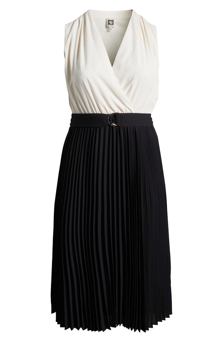 Anne Klein Pleated Belted Surplice V-Neck Dress, Alternate, color, 
