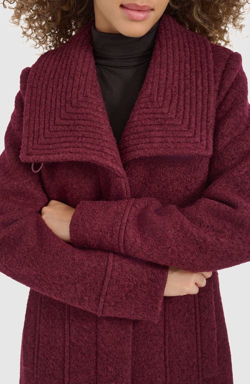 Kenneth Cole Women's Wing Collar Wool Blend Overcoat In Burgundy