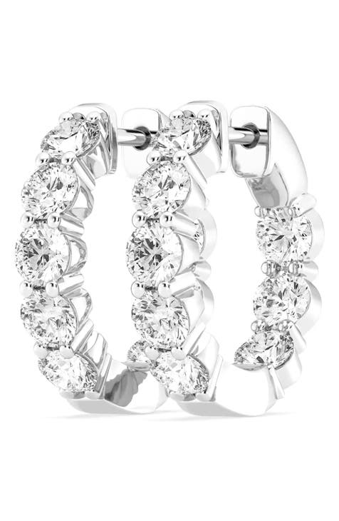 14K Gold Round Cut Lab-Created Diamond Hoop Earrings - 2.0ct