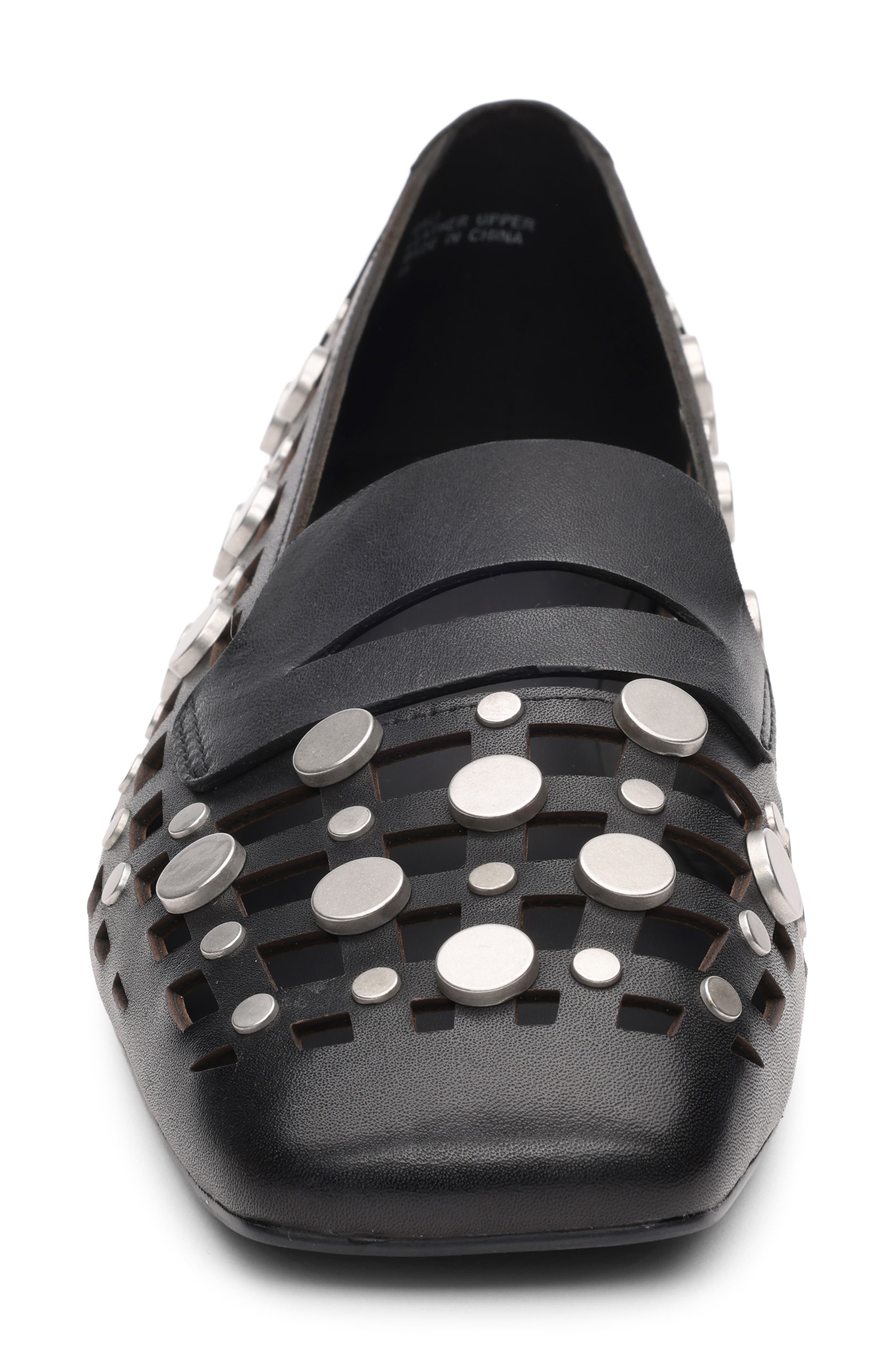 Ash Bali Studded Cutout Loafer, Alternate, color, Black