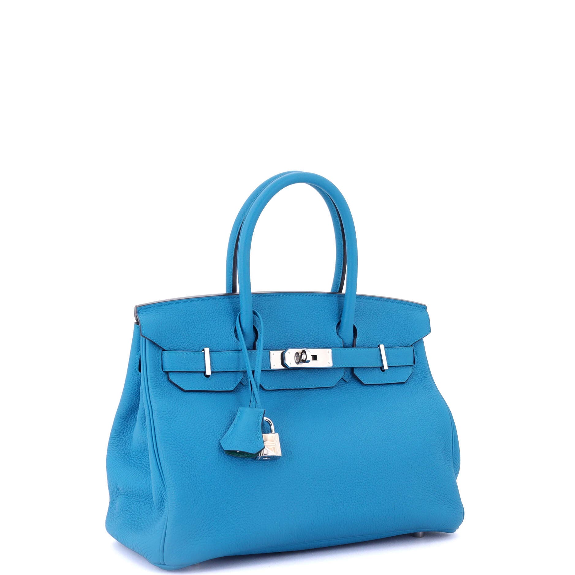 Pre-Owned Hermes Birkin Handbag Verso Togo with Palladium Hardware 30, Alternate, color, Bleu Zanzibar/Malachite