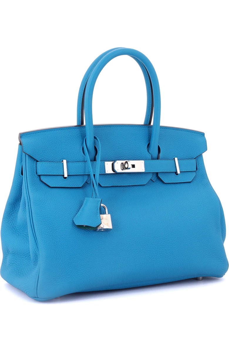 Pre-Owned Hermes Birkin Handbag Verso Togo with Palladium Hardware 30, Alternate, color, Bleu Zanzibar/Malachite