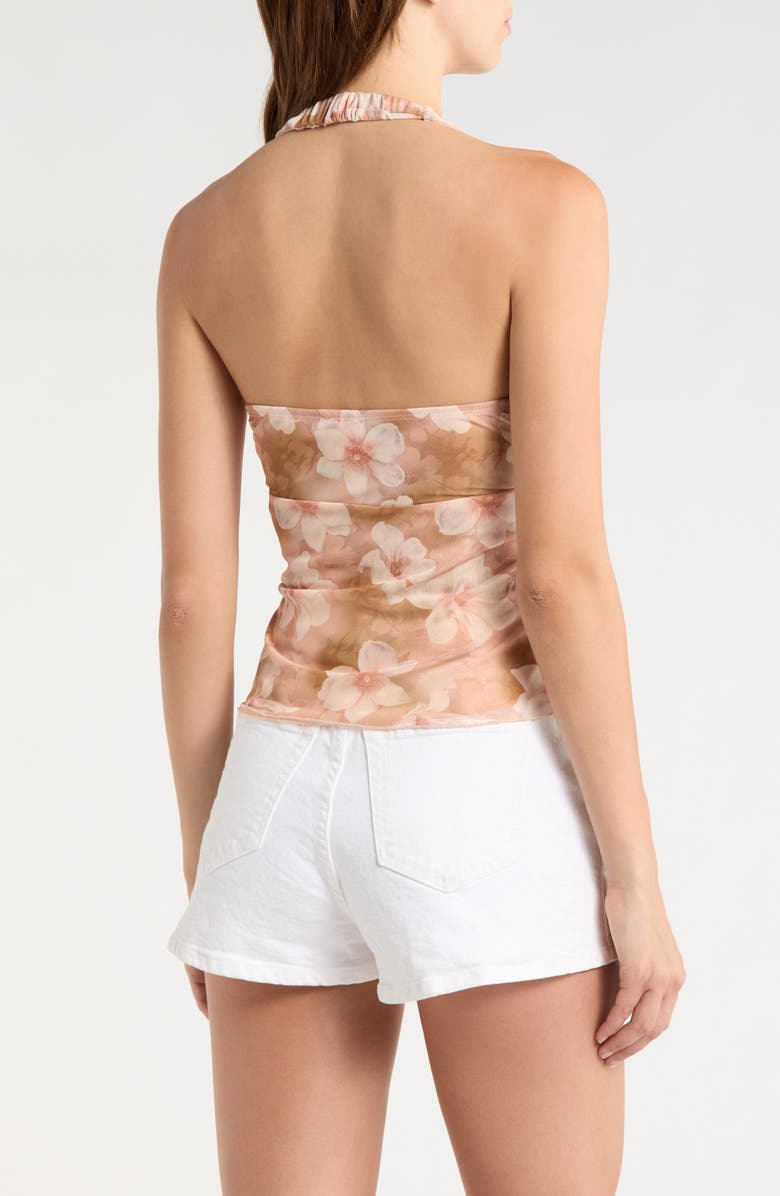 Madden Girl Ruched Halter Top, Alternate, color, Brown Combo