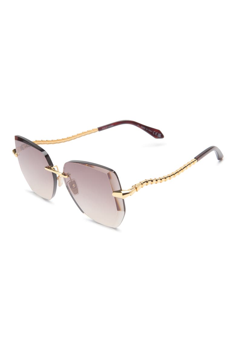 Serpenti Viper Rimless Geometric Sunglasses, Alternate, color, GOLD / GRADIENT BROWN