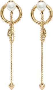 Kate Spade New York chain reaction faux pearl linear drop earrings