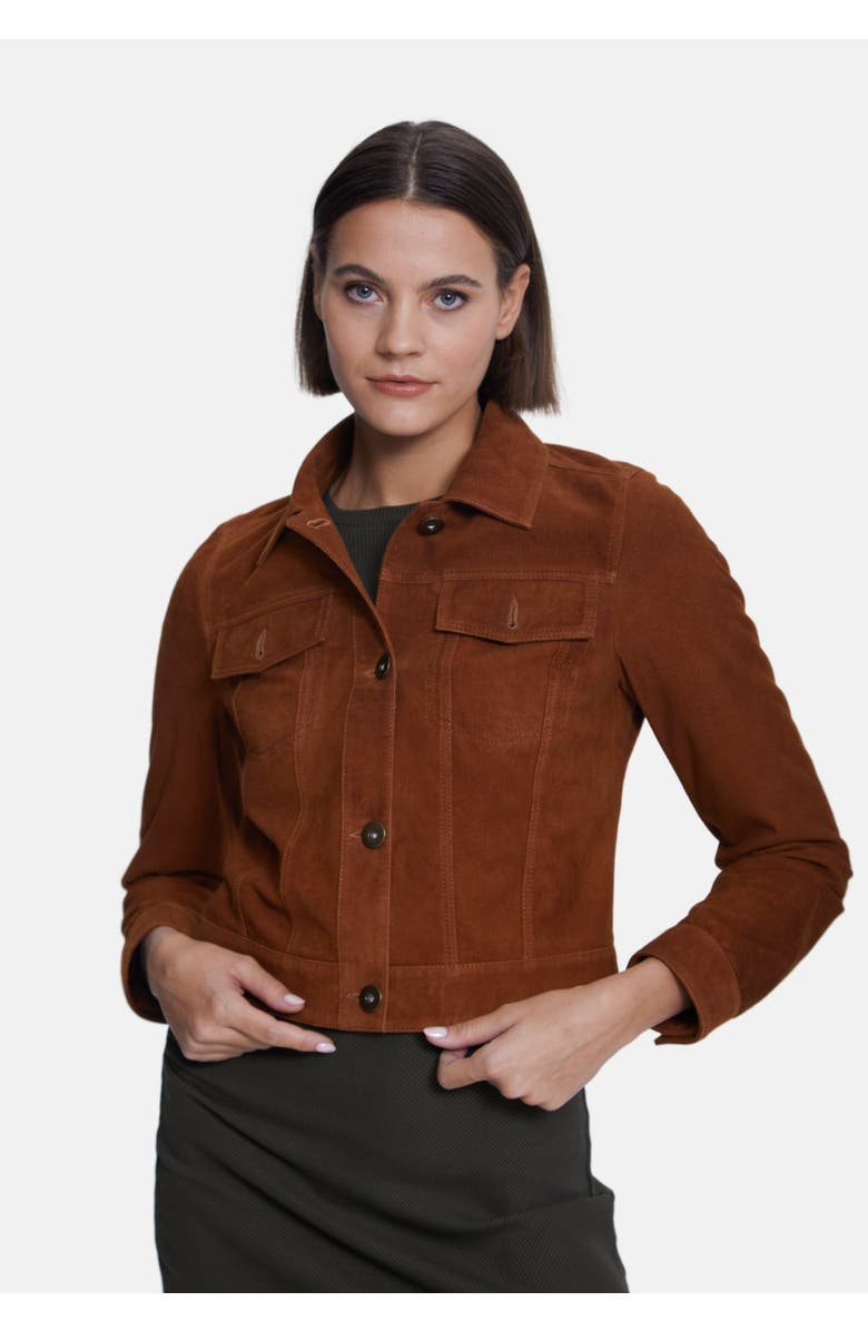 Furniq UK Arabella Suede Jacket, Alternate, color, Brown