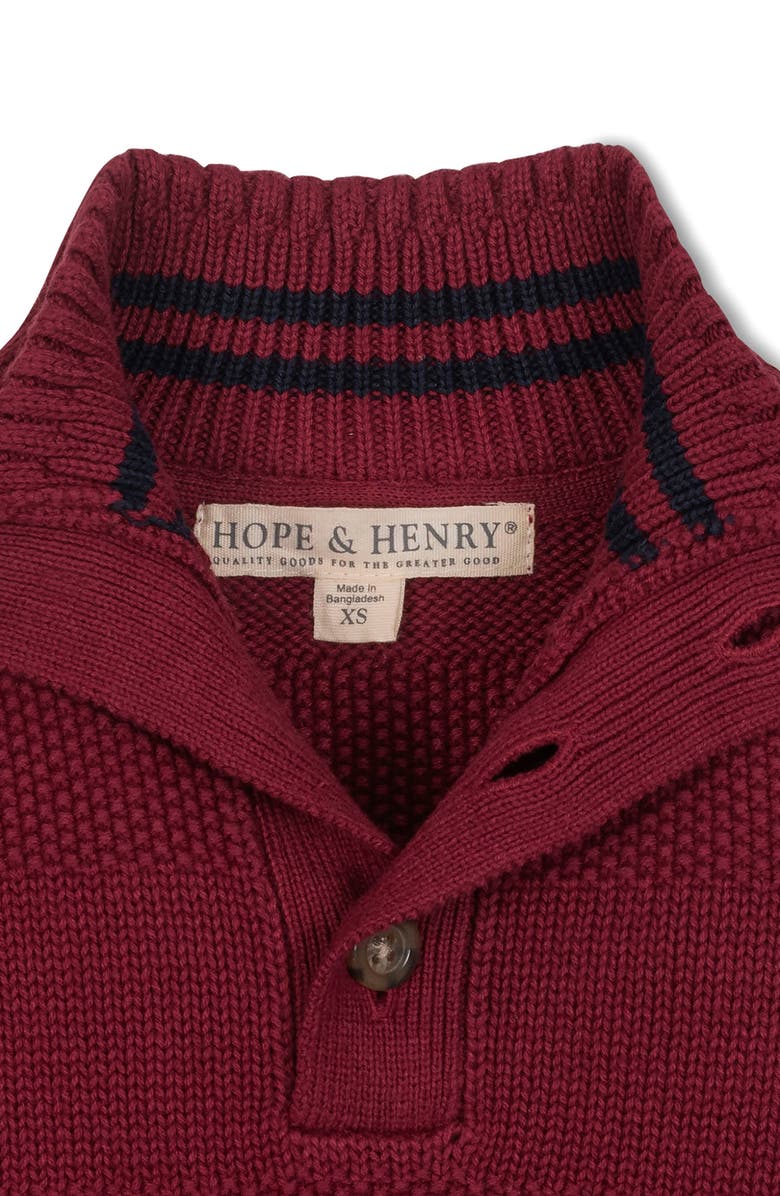 Hope & Henry Kids' Organic Mock Neck Stripe Sweater, Alternate, color, Dark Red