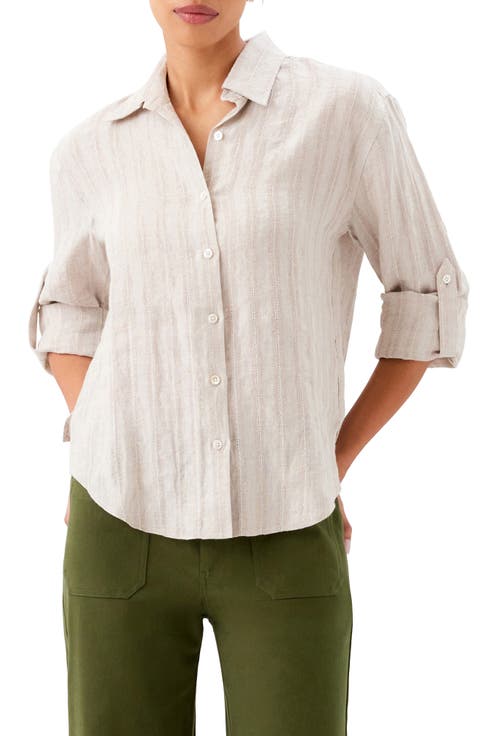 Stripe Linen Button-Up Shirt