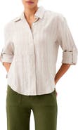 Karen Kane Stripe Linen Button-Up Shirt