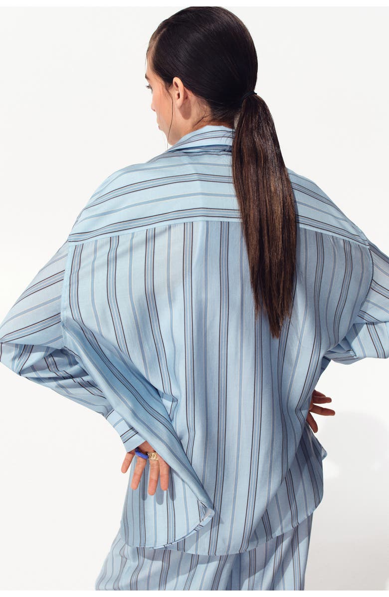 H&M Oversized Shirt, Alternate, color, Light Blue/Striped