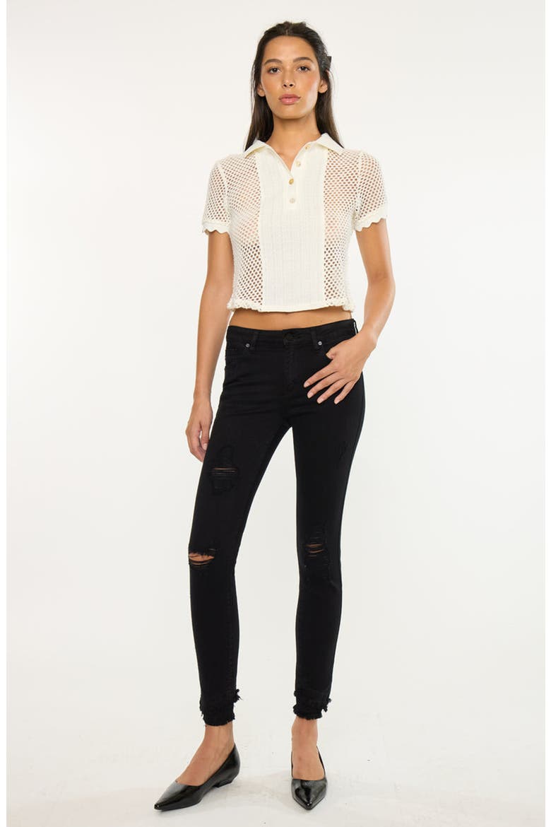 Lana Mid Rise Ankle Skinny Stretch Jeans, Alternate, color, Black