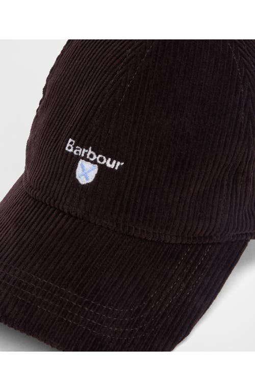 Barbour Preston Adjustable Corduroy Baseball Cap In Black