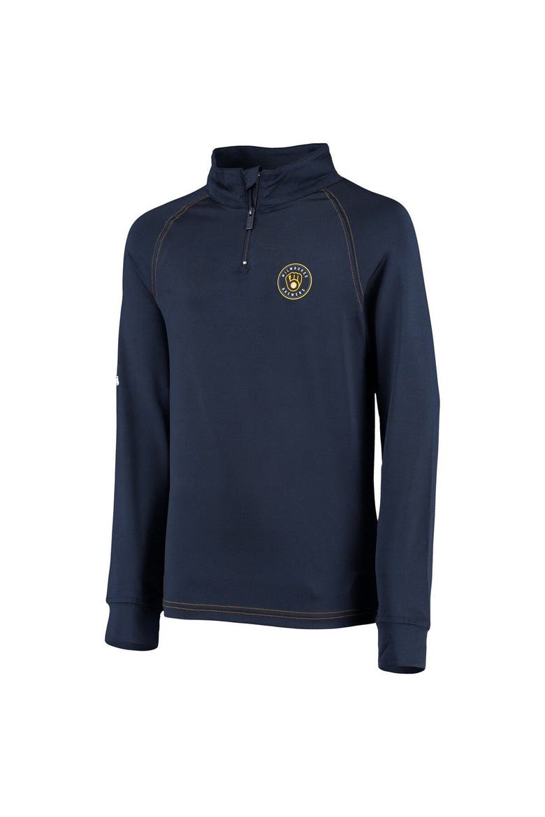 Youth Stitches Navy Milwaukee Brewers Raglan Quarter-Zip Jacket, Alternate, color, Navy