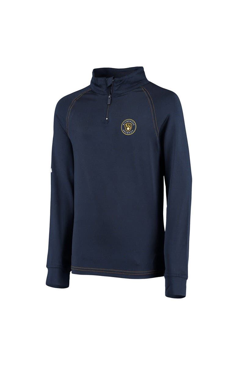 STITCHES Youth Stitches Navy Milwaukee Brewers Raglan Quarter-Zip Jacket, Alternate, color, Navy