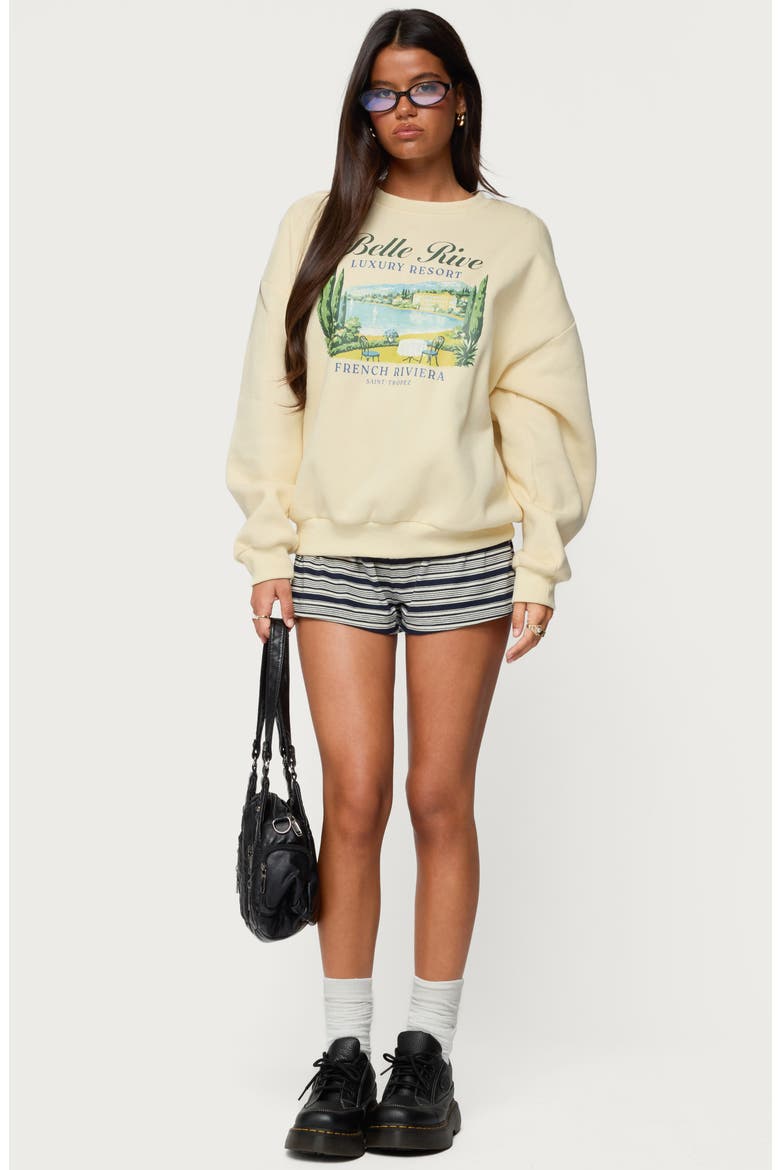 French Riviera Oversized Graphic Sweatshirt, Alternate, color, YELLOW