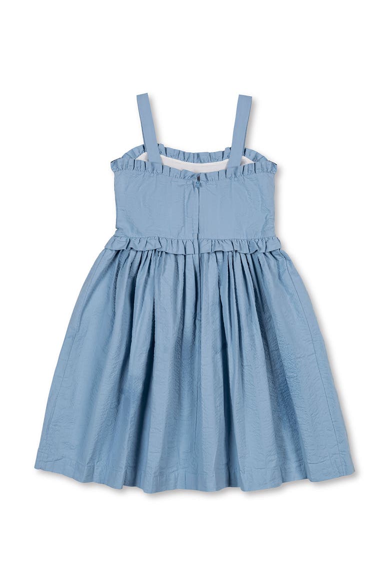 Kids' Organic Ruffle Edge Seersucker Apron Dress, Alternate, color, Bluebell