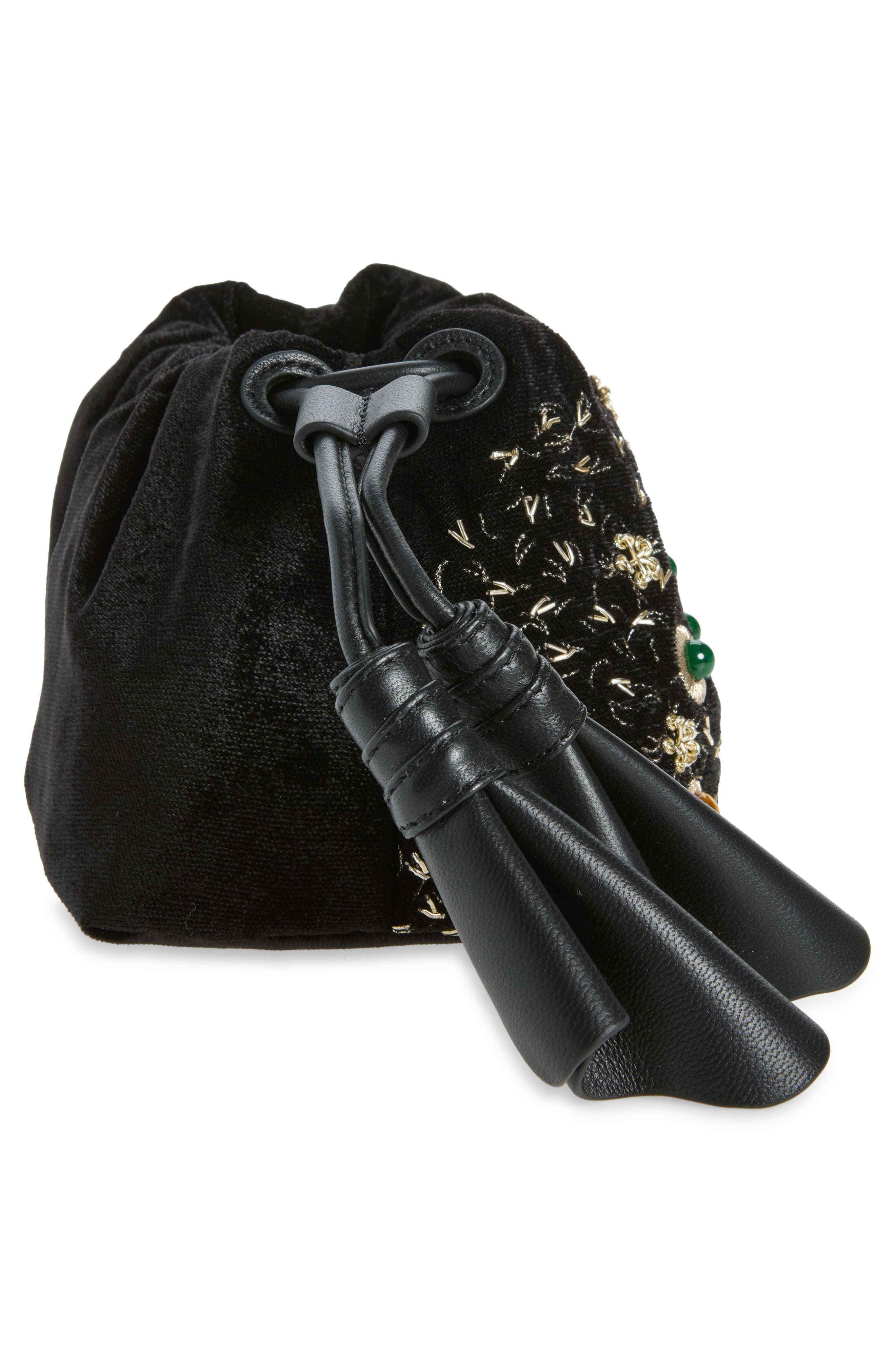 Small Cloud 91 Embroidered Peacock Clutch, Alternate, color, BLACK TONES