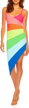 Susana Monaco Colorblock Asymmetric Body-Con Dress