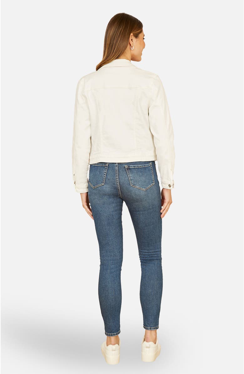 Yumi Stretch Cotton Denim Jacket, Alternate, color, White