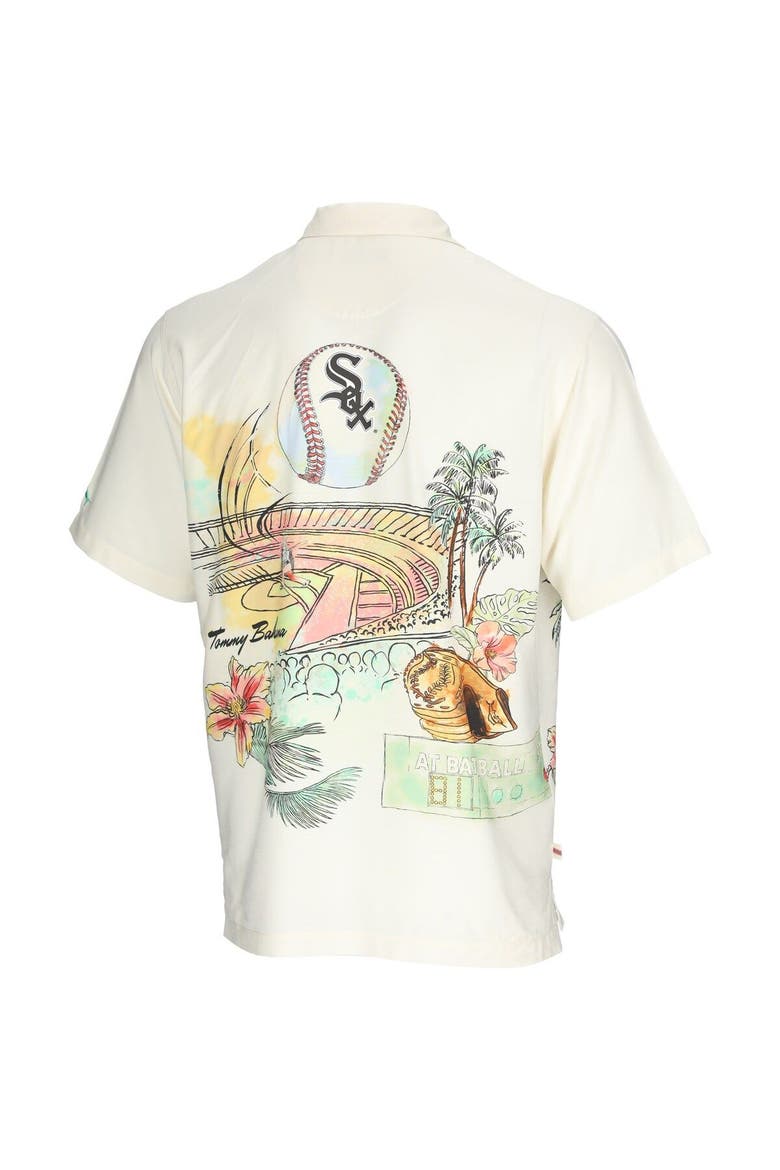 Men's Tommy Bahama Cream Chicago White Sox Paradise Fly Ball Camp Button-Up Shirt, Alternate, color, Cream