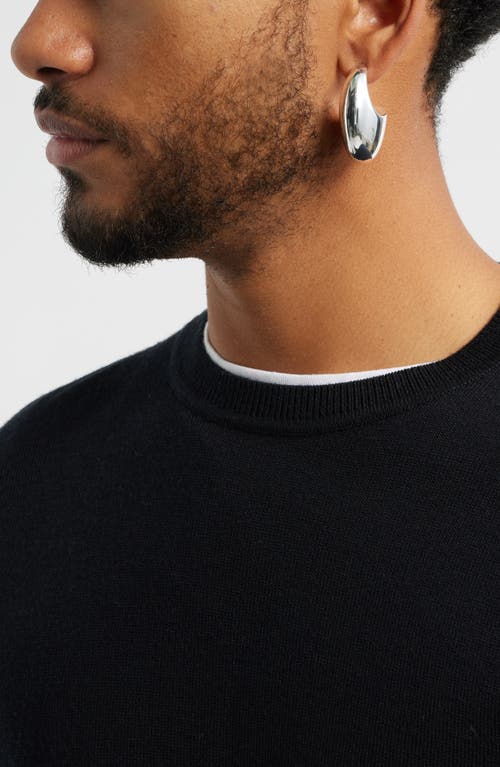 Open Edit Polished Crescent Hoop Earrings In Metallic