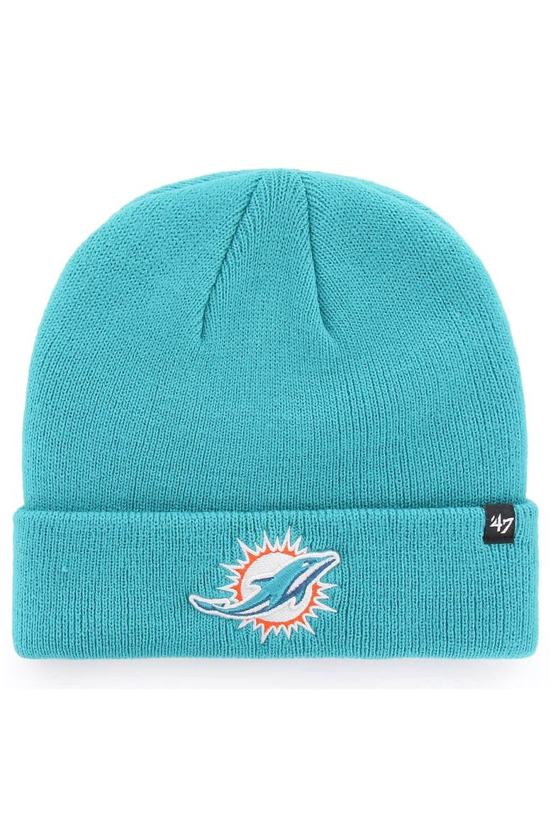 Men's '47 Aqua Miami Dolphins Primary Basic Cuffed Knit Hat, Main, color, Aqua